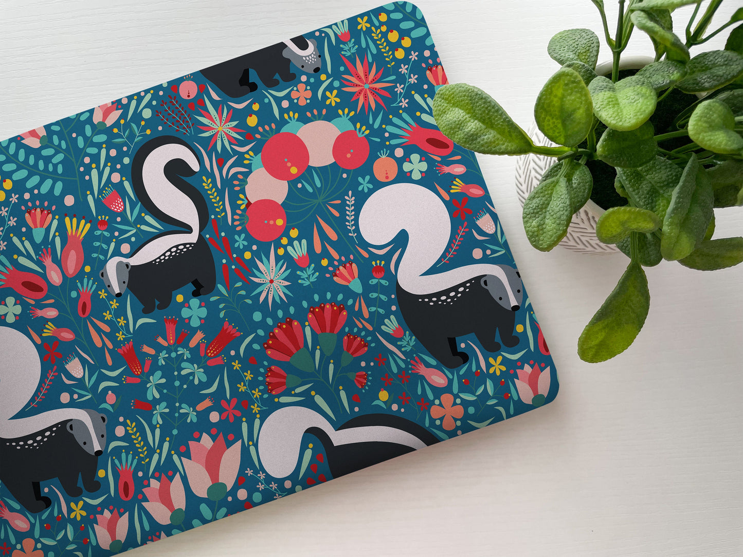 Floral Skunk Laptop Skin, Laptop Cover, Laptop Skins, Removable Laptop Skins, Laptop Decal, Customized Laptop Skin, Laptop Stickers 145 - James & Inks