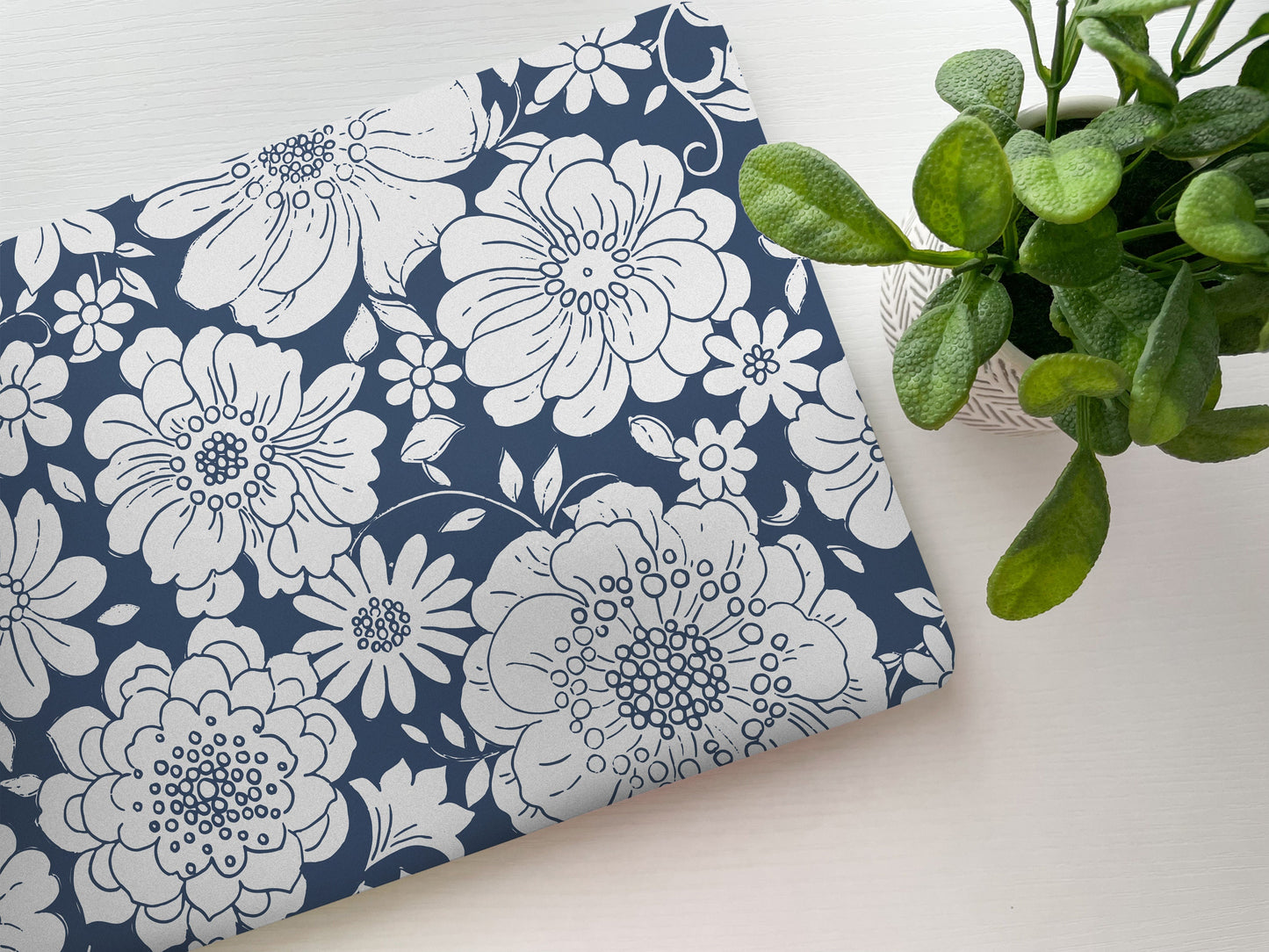 Blue Floral Laptop Skin, Laptop Cover, Laptop Skins, Removable Laptop Skins, Laptop Decal, Customized Laptop Accessories Laptop Sticker 43 - James & Inks