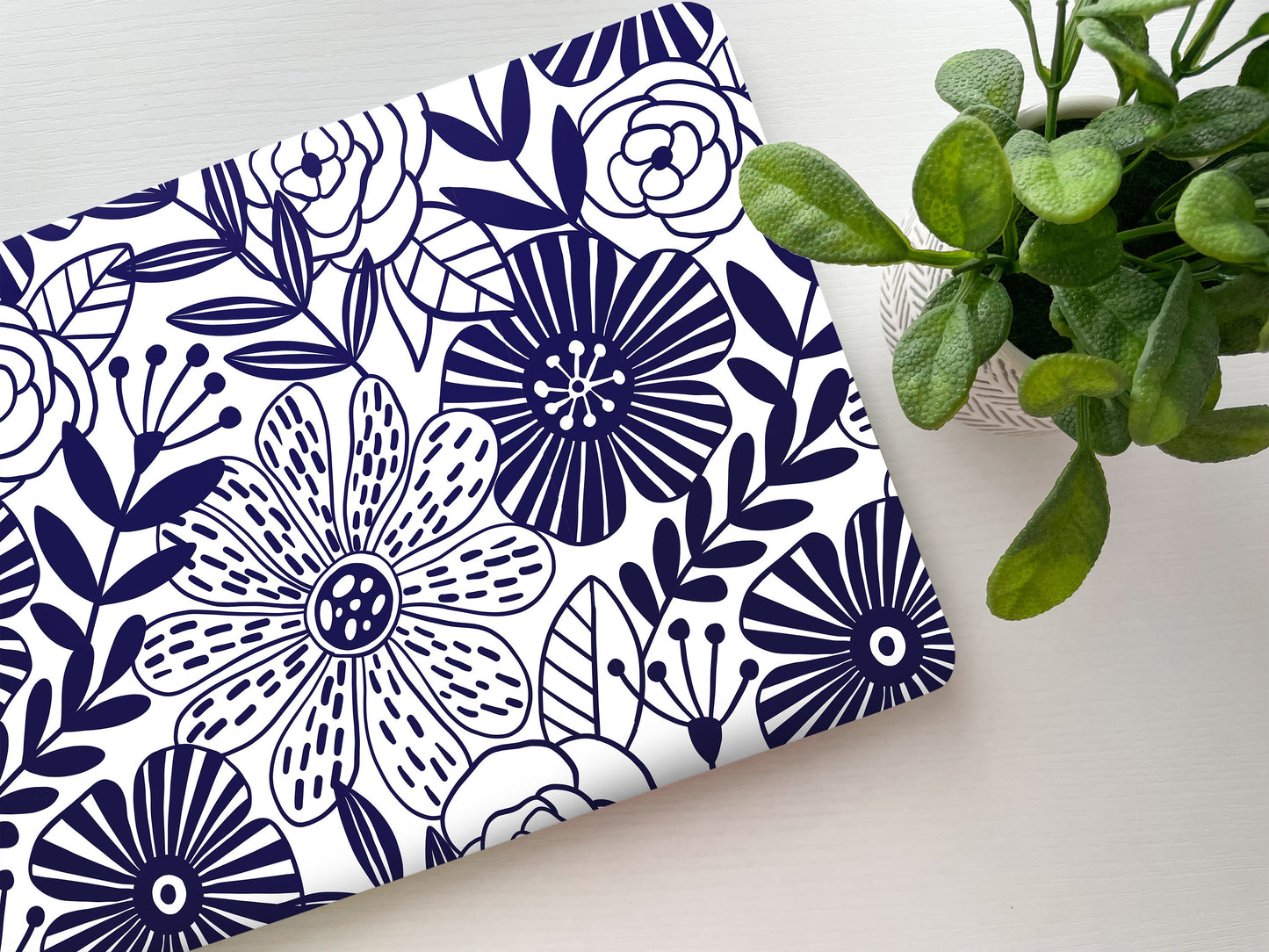 Blue Floral Laptop Skin, Laptop Cover, Laptop Skins, Removable Laptop Skins, Laptop Decal, Customized Laptop Skin, Laptop Stickers 272