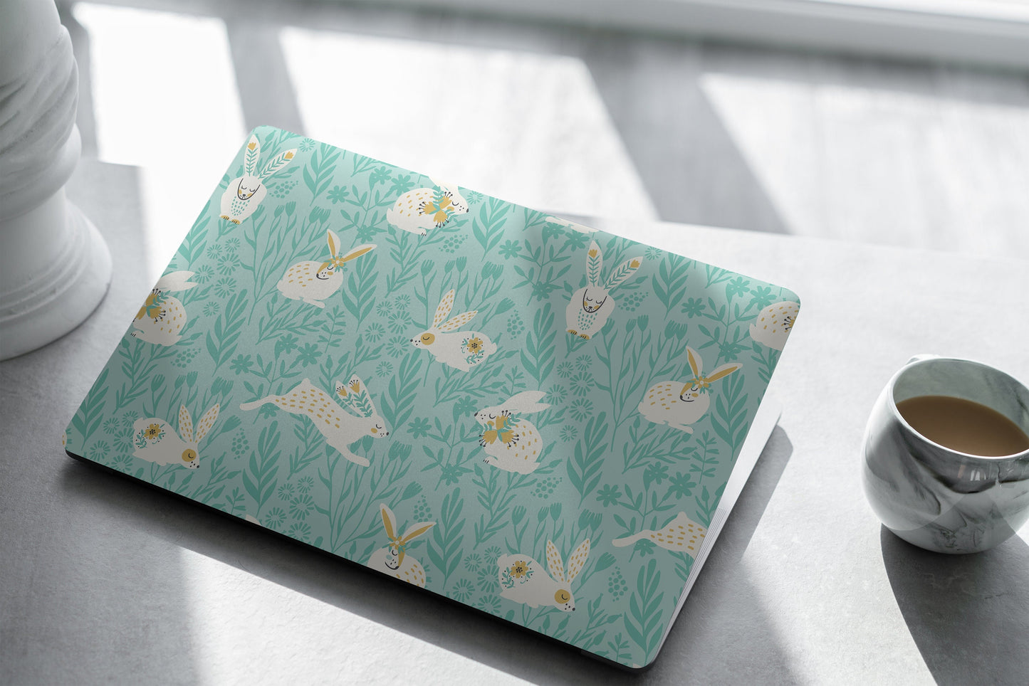 Bunny Garden Laptop Skin, Laptop Cover, Laptop Skins, Removable Laptop Skins, Laptop Decal, Customized Laptop Skin, Laptop Stickers 332