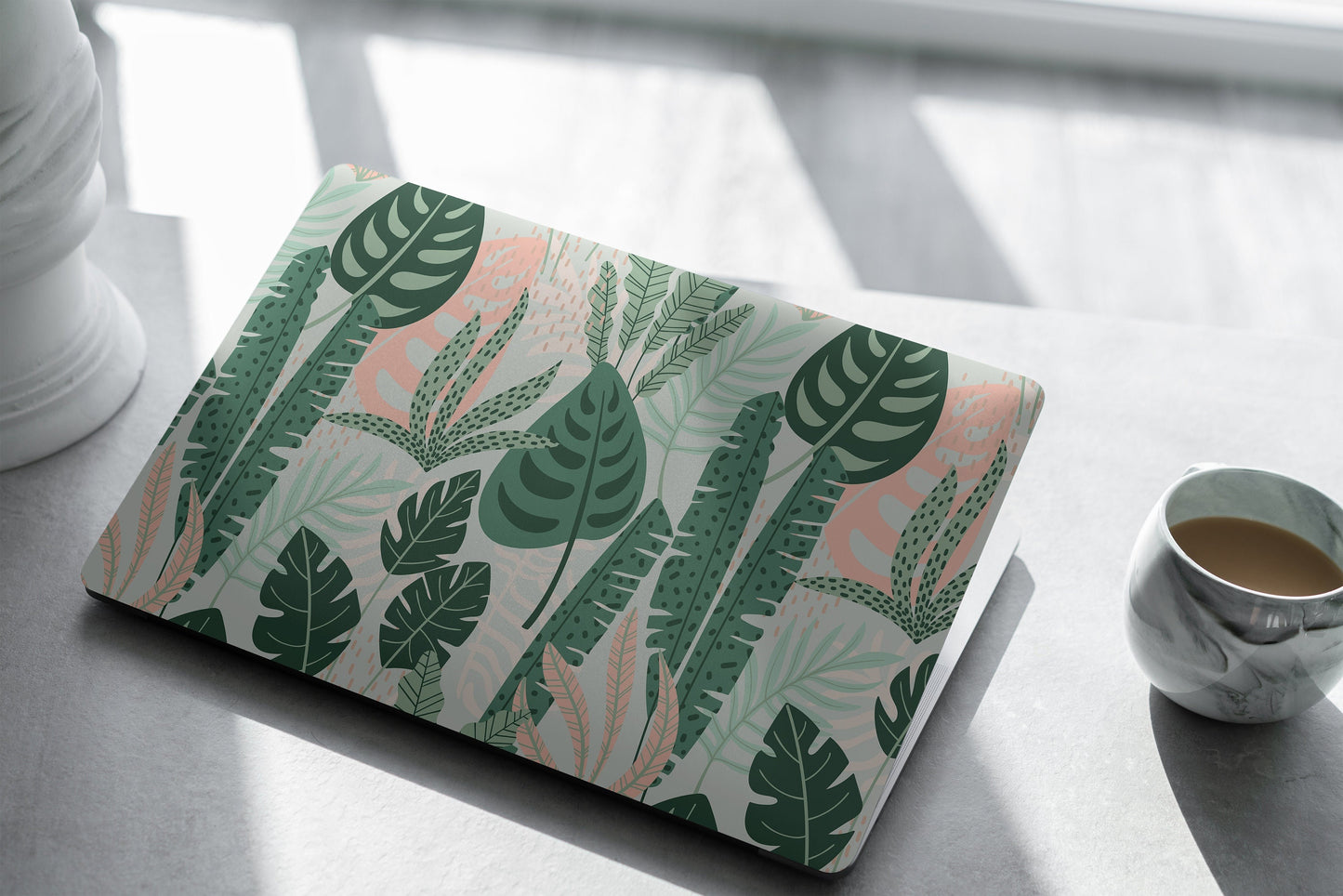 Pink Green Floral Laptop Skin, Laptop Cover, Laptop Skins, Removable Laptop Skins, Laptop Decal, Customized Laptop Skin, Laptop Stickers 378