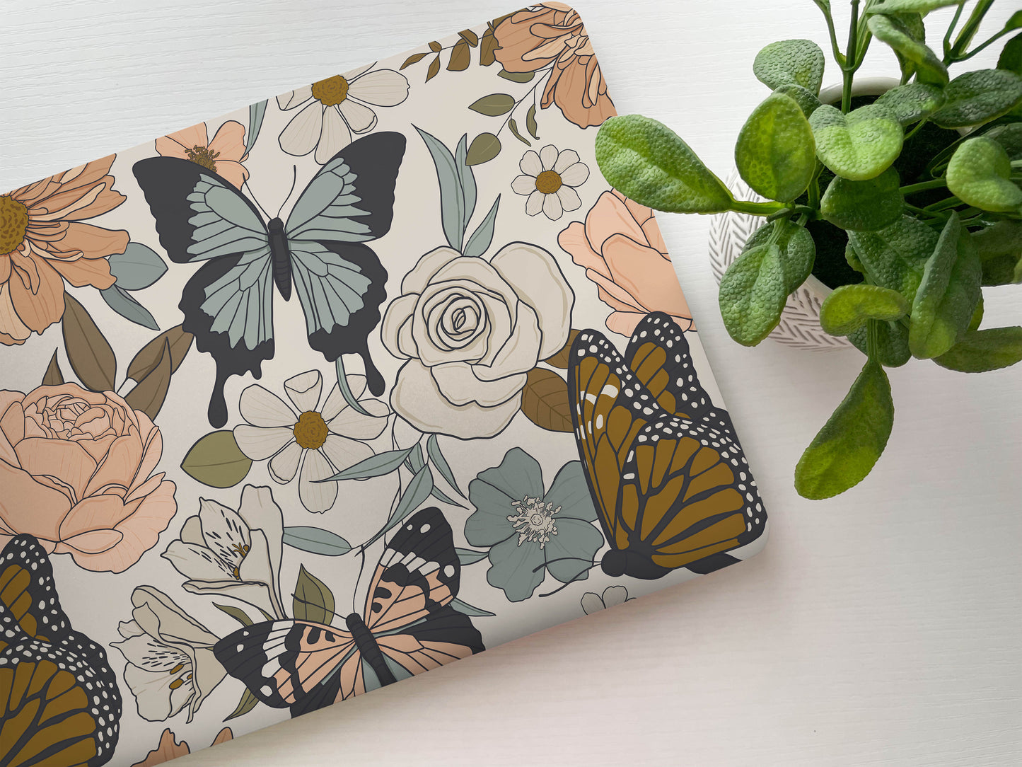 Vintage Floral Laptop Skin, Laptop Cover, Laptop Skins, Removable Laptop Skins, Laptop Decal, Customized Laptop Full Coverage Stickers, 11 - James & Inks
