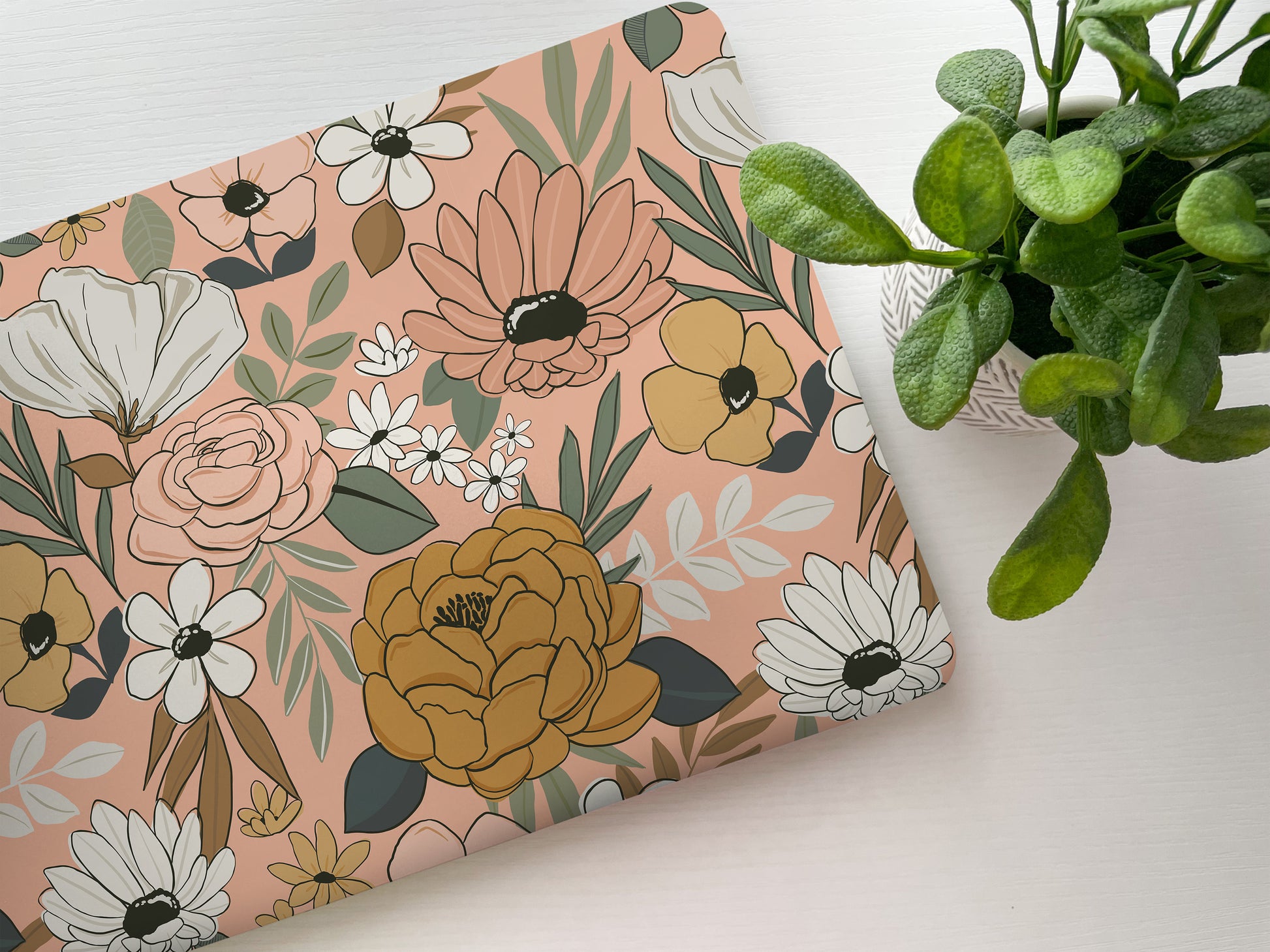 Pink Floral Laptop Skin, Laptop Cover, Laptop Skins, Removable Laptop Skins, Laptop Decal, Customized Laptop Full Coverage Stickers, 12 - James & Inks