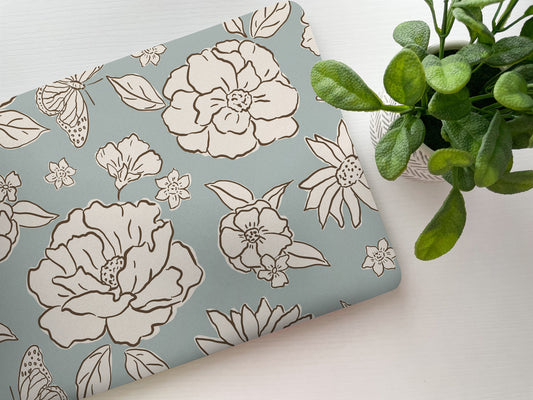 Blue Floral Laptop Skin, Laptop Cover, Laptop Skins, Removable Laptop Skins, Laptop Decal, Customized Laptop Accessory Laptop Sticker 42 - James & Inks