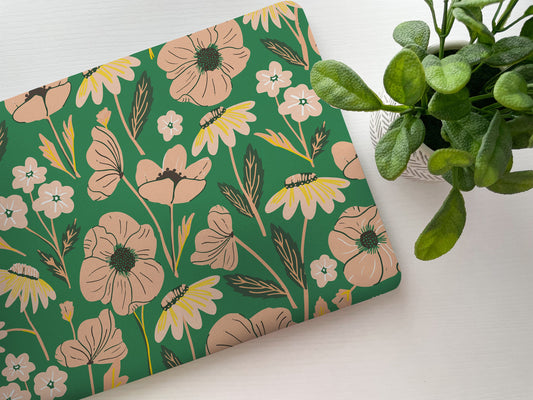 Green Pink Floral Laptop Skin, Laptop Cover, Laptop Skins, Removable Laptop Skins, Laptop Decal, Customized Laptop Skin, Laptop Stickers 122 - James & Inks
