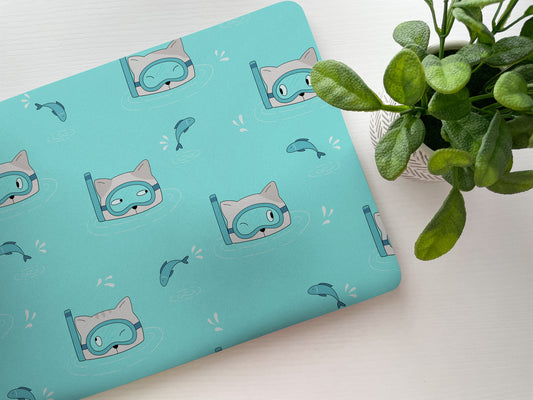 Snorkeling Cat Laptop Skin, Laptop Cover, Laptop Skins, Removable Laptop Skins, Laptop Decal, Customized Laptop Skin, Laptop Stickers 134 - James & Inks