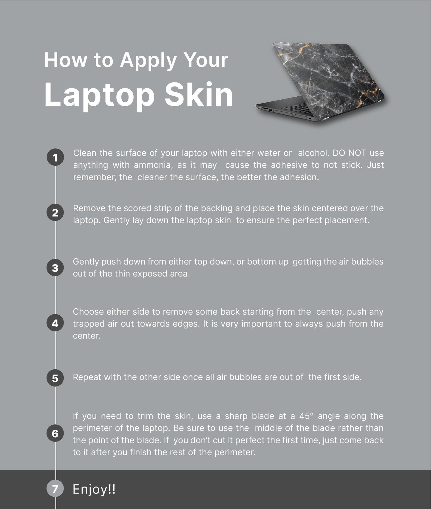 Purple Marble Laptop Skin, Laptop Cover, Laptop Skins, Removable Laptop Skins, Laptop Decal, Customized Laptop Accessories Laptop Sticker 50 - James & Inks