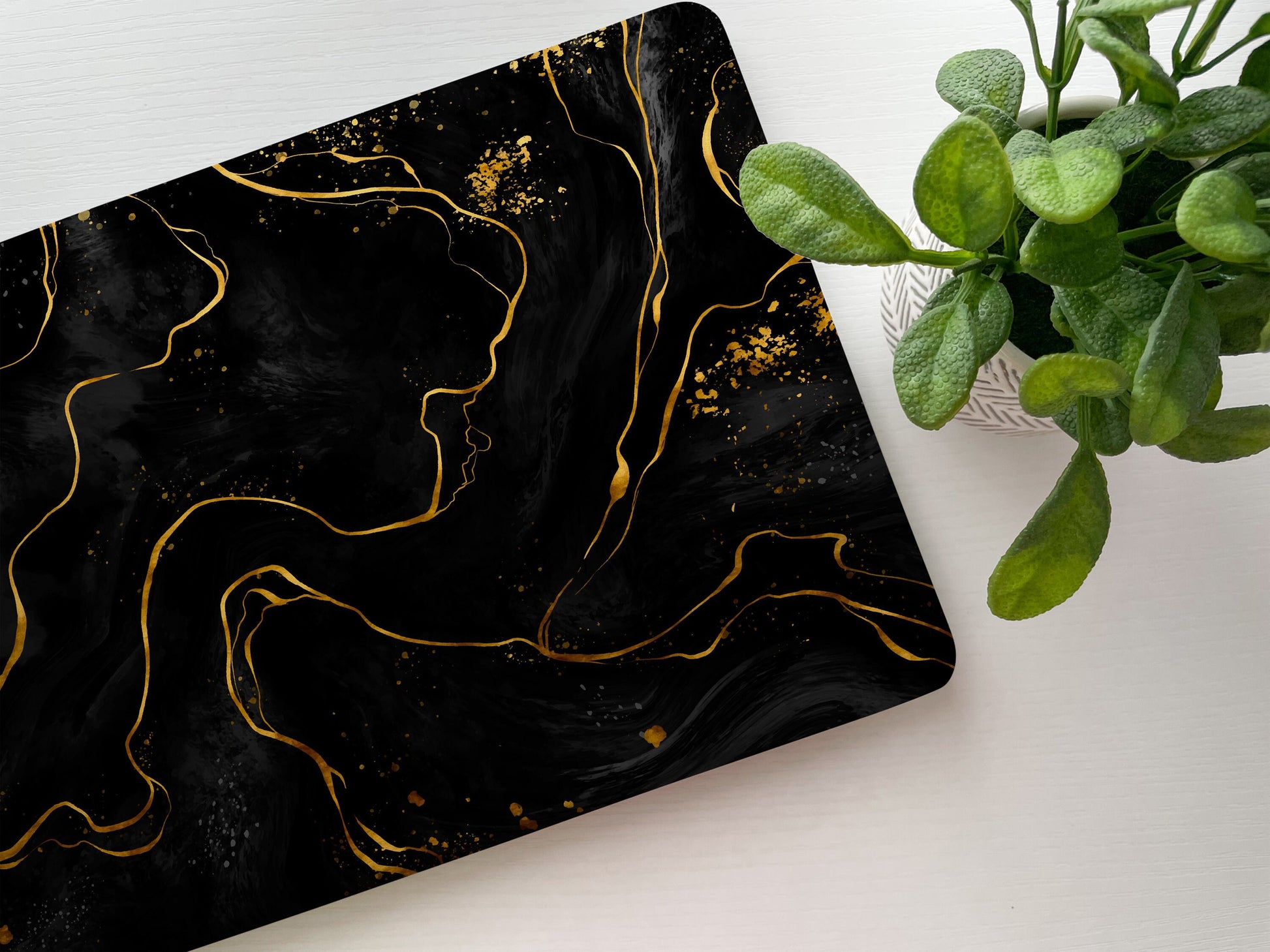 Black Gold Swirl Laptop Skin, Laptop Cover, Laptop Skins, Removable Laptop Skins, Laptop Decal, Customized Laptop Skin, Laptop Stickers 130 - James & Inks