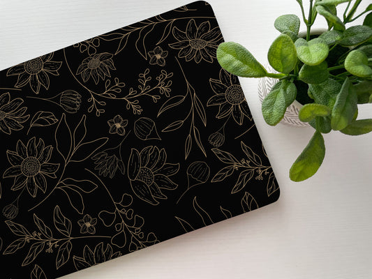 Gold Black Floral Laptop Skin, Laptop Cover, Laptop Skins, Removable Laptop Skins, Laptop Decal, Customized Laptop Skin, Laptop Stickers 176