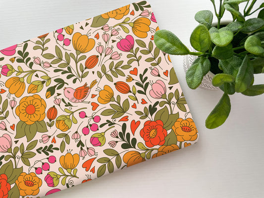 Retro Florals Laptop Skin, Laptop Cover, Laptop Skins, Removable Laptop Skins, Laptop Decal, Customized Laptop Skin, Laptop Stickers 262