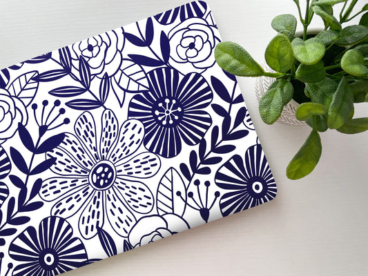 Blue Floral Laptop Skin, Laptop Cover, Laptop Skins, Removable Laptop Skins, Laptop Decal, Customized Laptop Skin, Laptop Stickers 272