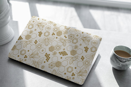 Golden Honeycomb Laptop Skin, Laptop Cover, Laptop Skins, Removable Laptop Skins, Laptop Decal, Customized Laptop Skin, Laptop Stickers 305