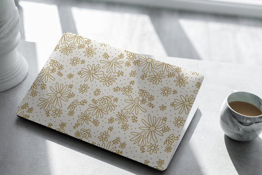 Golden Daisy Laptop Skin, Laptop Cover, Laptop Skins, Removable Laptop Skins, Laptop Decal, Customized Laptop Skin, Laptop Stickers 310