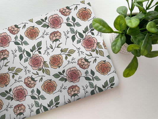 Pink Rose Floral Laptop Skin, Laptop Cover, Laptop Skins, Removable Laptop Skins, Laptop Decal, Customized Laptop Skin, Laptop Stickers 212